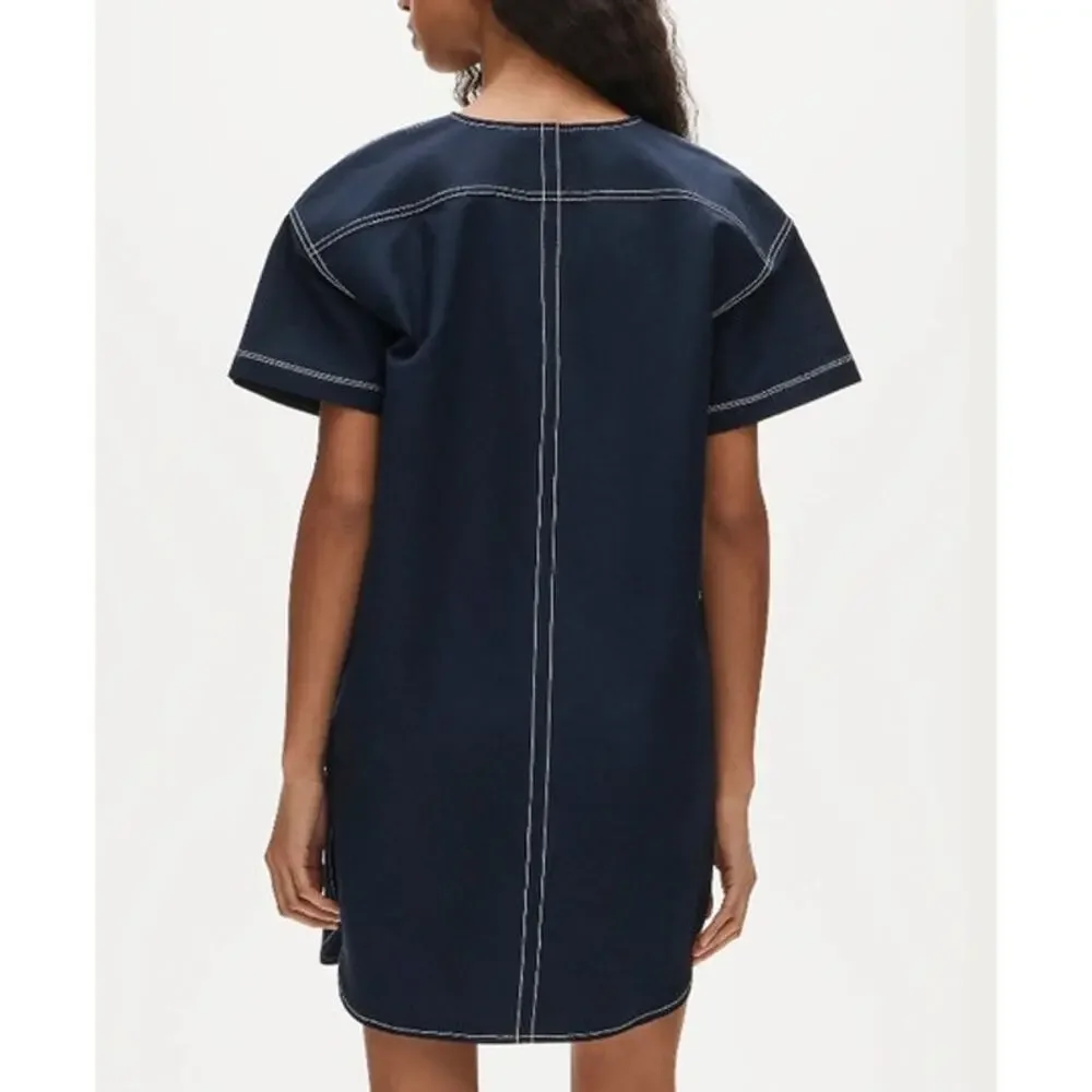 NWT J. Crew Patch-Pocket Pullover Dress In Structured Cotton Poplin Navy 2X